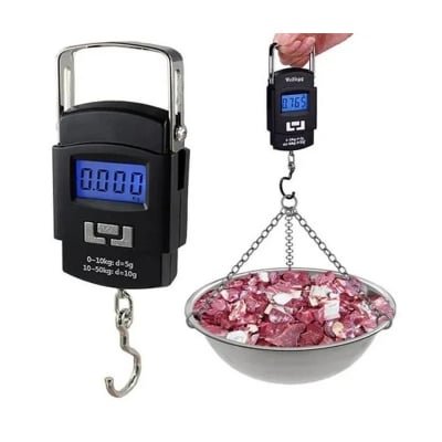 Picture of Digital Hanging Weight Scale Portable Electronic Hook Scale Black for Luggage, Parcel, Fish, Vegetable, Market, Home, Shop, Travel & Weight Measuring Machine