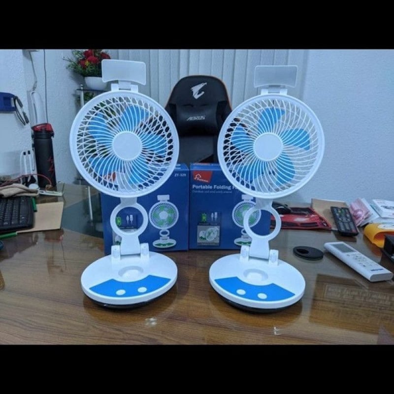 Picture of Portable Folding Fan ZT-329 Rechargeable Table Fan with LED Light | Foldable USB Fan 2400mAh 3 Speed Timer Control