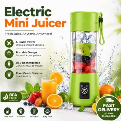 Picture of Portable Electric Blender 380ML – USB Rechargeable Smart Fruit Juicer, Vegetable Juice Mixer, Food Processor Cup for Home Use