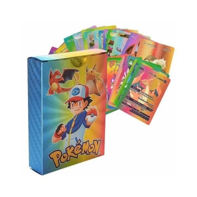 Picture of Pokemon Cards Toy Gold Black Silver Rainbow – English Anime Trading Cards Set with Charizard, Collectible Party Birthday Gift for Kids