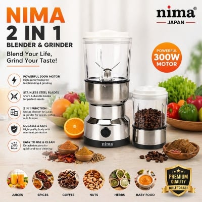 Picture of Nima 2 in 1 Blender Grinder 300W – Electric Blender and Grinder for Nuts, Beans, Spices, Juicer, Kitchen Tools, and Grinding Machine
