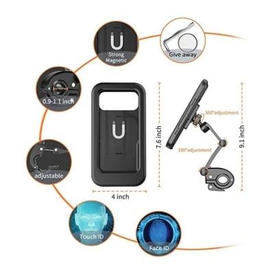 Picture of Waterproof Bike Phone Holder Case 360° Rotation – Universal Motorcycle Bicycle Mobile Mount Adjustable Clip Stand for Mobile Phone