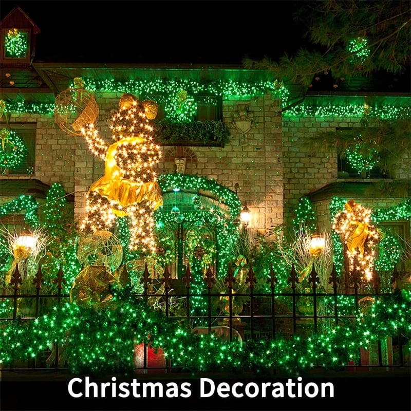 Picture of 8 Modes Remote Box 30 Feet 80 LED String Fairy Lights White & Green Copper Wire Waterproof Decoration Light for Home Bedroom Balcony Wedding Festival Christmas Eid Party Indoor Outdoor Decor