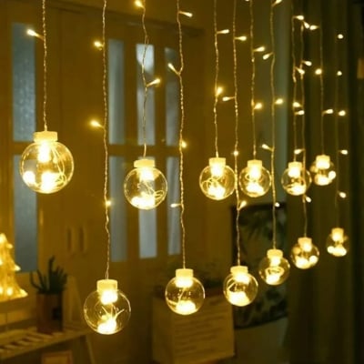 Picture of Wish Ball LED Fairy Light for Curtains 16 Feet – 12 Ball Decorative String Light for Room, Window, Curtain, Wedding & Home Decoration (MHN)