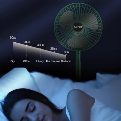 Picture of Telescopic Folding Fan - 2026 New Portable USB Rechargeable Collapsible Desk Fan for Travel, Silent Stand up Fan Wireless Folding Oscillating Compact Floor Standing Fans for Dorm ＆ Bedroom (GREEN)