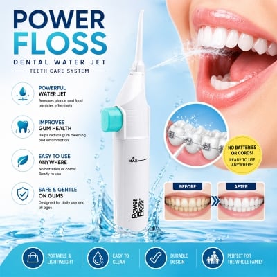 Picture of Portable Power Floss Dental Water Jet – Cordless Teeth Cleaner Kit for Oral Irrigator, Deep Cleaning, Gum Care, Plaque Removal for Home & Travel