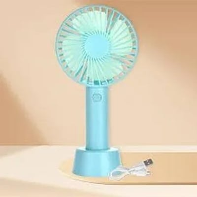 Picture of Mini Fan USB Rechargeable Desk and Portable Hand Fan - 2200mAh Lithium Battery, Power Bank Feature, Multiple Speed Settings