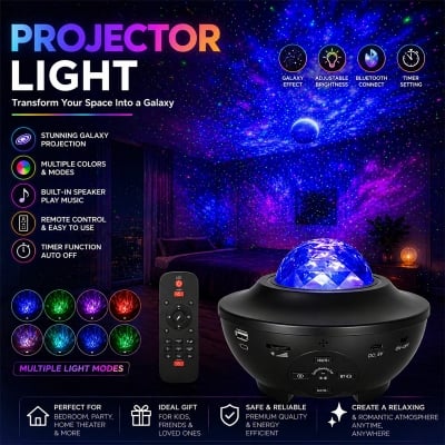 Picture of Galaxy Projector Starry Sky LED Night Light – Moon Lamp USB Mini Projector Light for Bedroom, Star Ceiling Ambient Light for Room Interior Decor