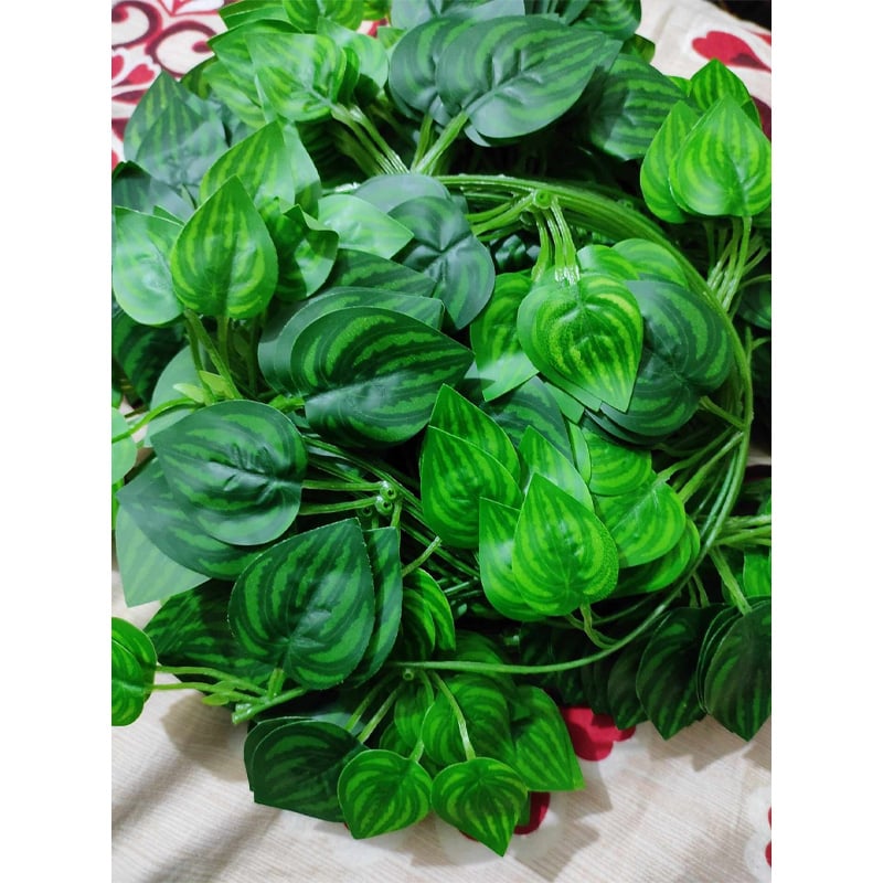 Picture of Artificial Leaf Set for Room Decor – Realistic Green Vine Leaves for Wall Hanging Decoration – Fake Plant Leaf Garland for Bedroom, Living Room & Party Decor