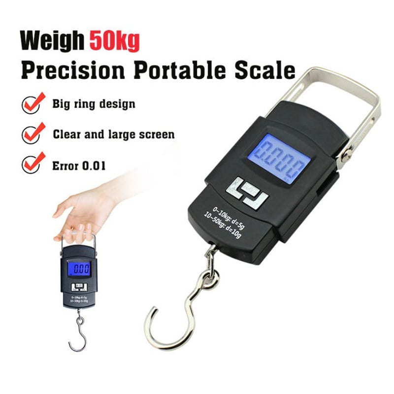 Picture of Digital Hanging Weight Scale Portable Electronic Hook Scale Black for Luggage, Parcel, Fish, Vegetable, Market, Home, Shop, Travel & Weight Measuring Machine
