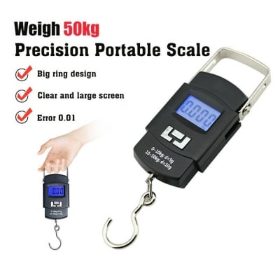 Picture of Digital Hanging Weight Scale Portable Electronic Hook Scale Black for Luggage, Parcel, Fish, Vegetable, Market, Home, Shop, Travel & Weight Measuring Machine