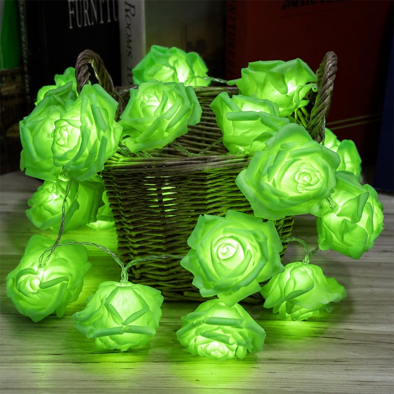 Picture of 80 Pcs LED Green Color Rose Flash String Fairy Light | 25 Feet Long Decorative LED String Lights | Home, Garden, Party, Wedding Decoration