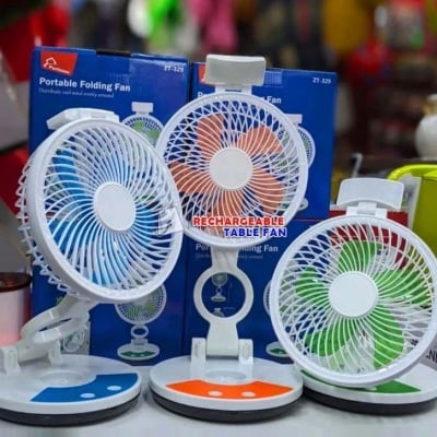 Picture of Portable Folding Fan ZT-329 Rechargeable Table Fan with LED Light | Foldable USB Fan 2400mAh 3 Speed Timer Control