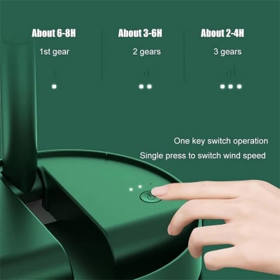 Picture of Telescopic Folding Fan - 2026 New Portable USB Rechargeable Collapsible Desk Fan for Travel, Silent Stand up Fan Wireless Folding Oscillating Compact Floor Standing Fans for Dorm ＆ Bedroom (GREEN)