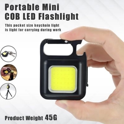 Picture of Mini USB Rechargeable LED Keychain Flashlight 800LM COB Work Light 4 Modes Portable Emergency Torch with Bottle Opener