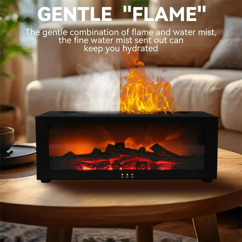 Picture of Fire Box Flame Humidifier & Aroma Diffuser with Remote – 7 Color LED Cool Mist Fireplace Essential Oil Diffuser, Timer, Auto Waterless Shut-Off for Home Room Decor