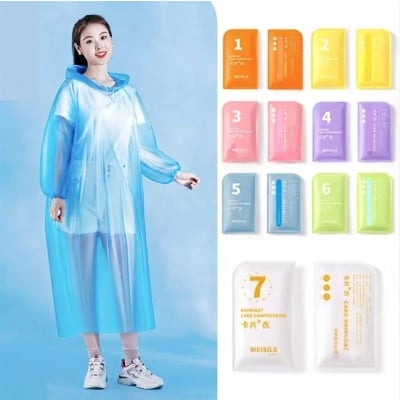 Picture of Pocket Rain Coat Card Size Waterproof Raincoat – Foldable Wallet Rain Coat for Men Women Unisex Portable Emergency Rain Wear