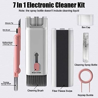 Picture of 7 in 1 Electronic Cleaning Brush Kit – Keyboard Cleaner with 3 in 1 Cleaning Pen for AirPods, Earphones, Laptop, Phone, PC Monitor Multifunctional Cleaning Tool