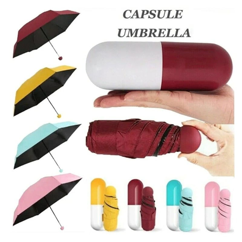 Picture of Fashionable Cute Capsule Umbrella Multicolor – Mini Pocket Umbrella Portable Folding Rain Sun Umbrella for Women Girls Travel Use