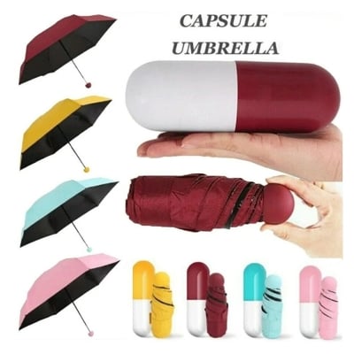 Picture of Fashionable Cute Capsule Umbrella Multicolor – Mini Pocket Umbrella Portable Folding Rain Sun Umbrella for Women Girls Travel Use