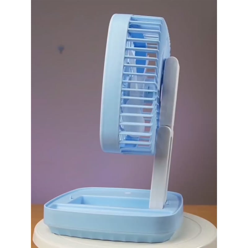 Picture of Rechargeable Folding Desk Fan with LED Light JK-F666 Model Heavy Duty – Portable USB Foldable Table Fan with Strong Airflow for Home Office Travel