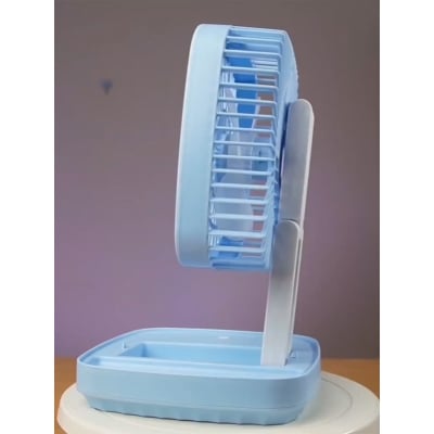 Picture of Rechargeable Folding Desk Fan with LED Light JK-F666 Model Heavy Duty – Portable USB Foldable Table Fan with Strong Airflow for Home Office Travel