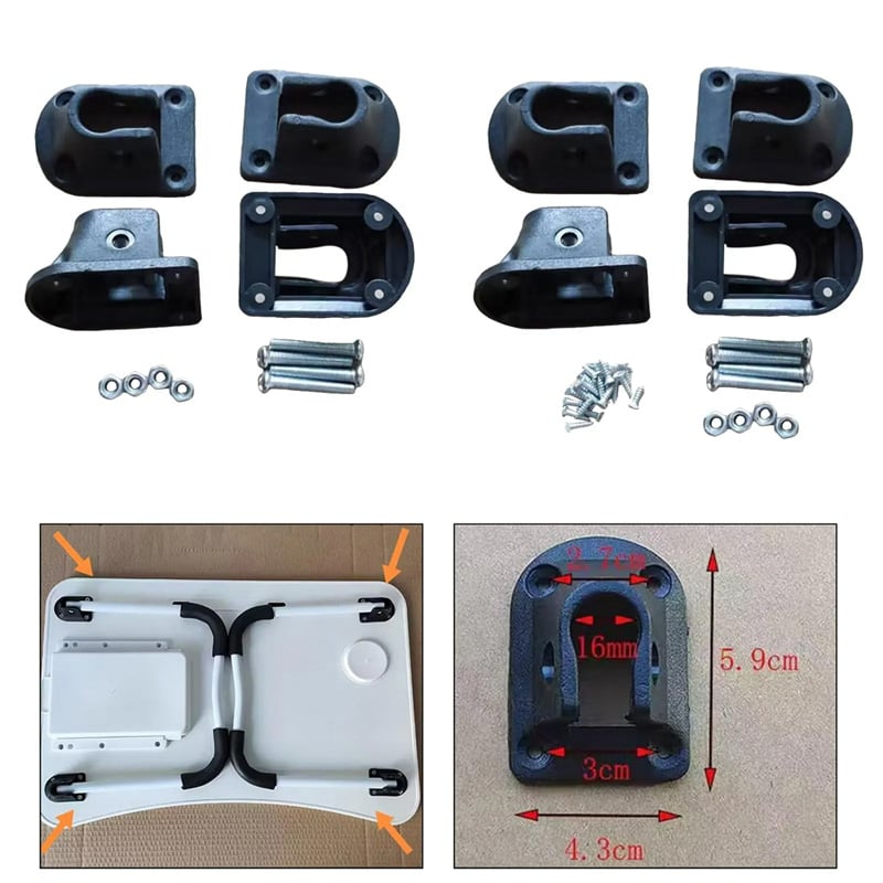 Picture of Full Set 4Pcs Laptop Table Leg Brackets with Connector Screw Foldable Laptop Table Leg Connector Repair Set for Portable Lap Desk, Folding Table, Furniture Fittings & Replacement Parts