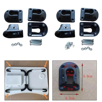 Picture of Full Set 4Pcs Laptop Table Leg Brackets with Connector Screw Foldable Laptop Table Leg Connector Repair Set for Portable Lap Desk, Folding Table, Furniture Fittings & Replacement Parts