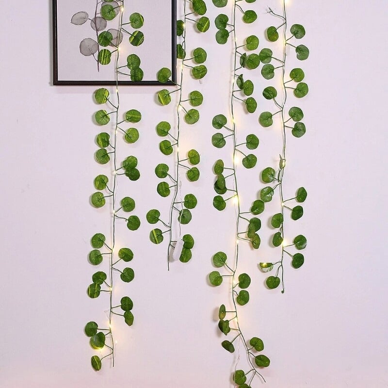 Picture of 25 LED Artificial Rattan Begonia Leaf Vine String Light – 7.2ft Battery Included Fairy Decoration Light