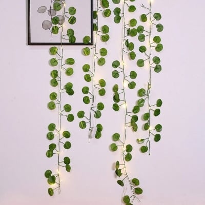 Picture of 25 LED Artificial Rattan Begonia Leaf Vine String Light – 7.2ft Battery Included Fairy Decoration Light