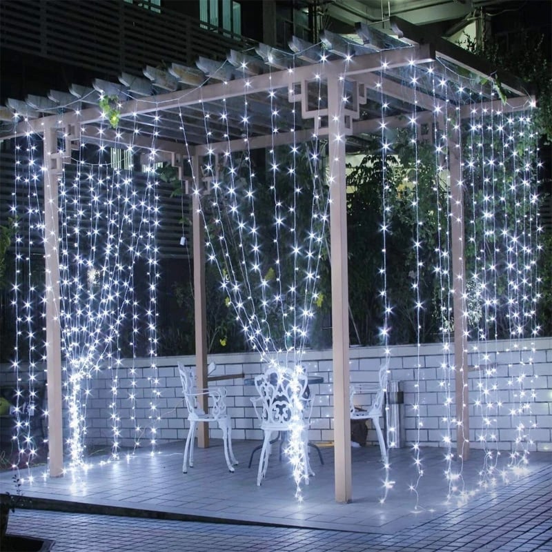 Picture of 8 Modes Remote Box 30 Feet 80 LED String Fairy Lights White & Green Copper Wire Waterproof Decoration Light for Home Bedroom Balcony Wedding Festival Christmas Eid Party Indoor Outdoor Decor