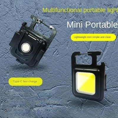 Picture of Mini USB Rechargeable LED Keychain Flashlight 800LM COB Work Light 4 Modes Portable Emergency Torch with Bottle Opener