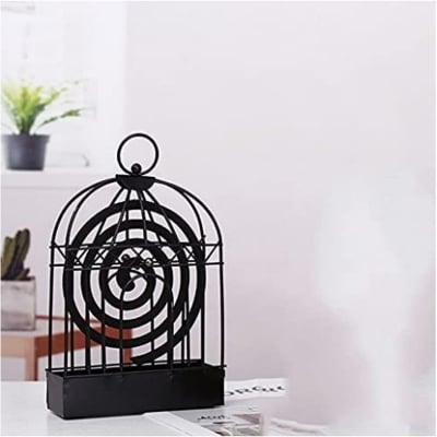 Picture of Birdcage Shape Iron Mosquito Coil Holder Stand – Black Mosquito Repellent Incense Burner Hanger for Indoor Home Bedroom Living Room Hotel Use