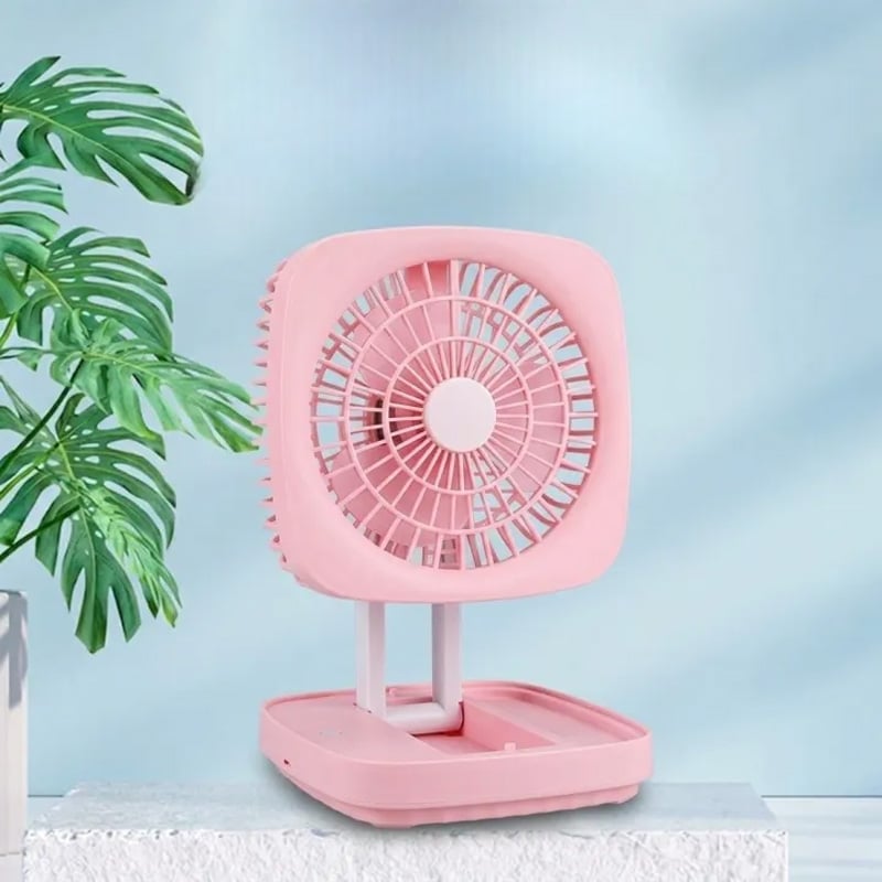 Picture of Rechargeable Folding Desk Fan with LED Light JK-F666 Model Heavy Duty – Portable USB Foldable Table Fan with Strong Airflow for Home Office Travel