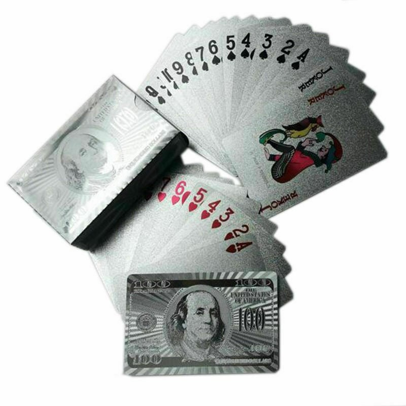 Picture of Silver Foil Playing Cards – Waterproof Plastic Poker Cards for Poker Game, Gift Collection, Holiday Party Activities, Chess and Card Souvenirs