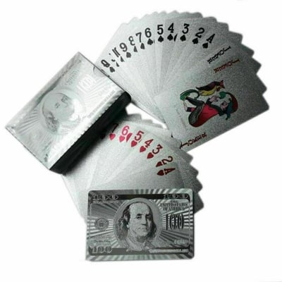 Picture of Silver Foil Playing Cards – Waterproof Plastic Poker Cards for Poker Game, Gift Collection, Holiday Party Activities, Chess and Card Souvenirs