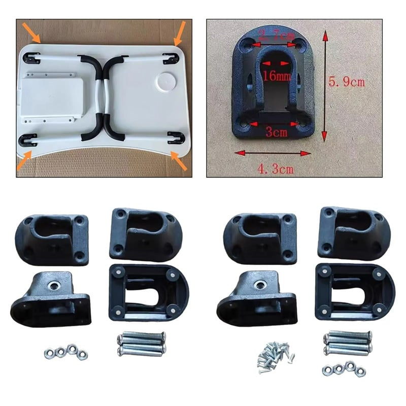 Picture of Full Set 4Pcs Laptop Table Leg Brackets with Connector Screw Foldable Laptop Table Leg Connector Repair Set for Portable Lap Desk, Folding Table, Furniture Fittings & Replacement Parts
