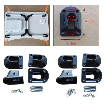 Picture of Full Set 4Pcs Laptop Table Leg Brackets with Connector Screw Foldable Laptop Table Leg Connector Repair Set for Portable Lap Desk, Folding Table, Furniture Fittings & Replacement Parts