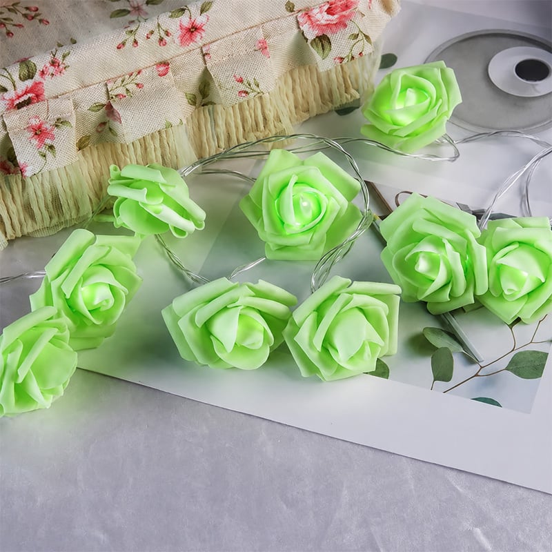 Picture of 80 Pcs LED Green Color Rose Flash String Fairy Light | 25 Feet Long Decorative LED String Lights | Home, Garden, Party, Wedding Decoration