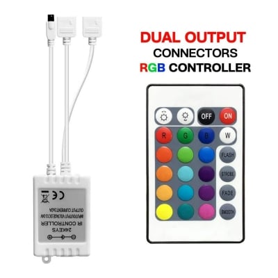 Picture of 24 Key RGB LED Controller with Remote – 3 Channel PWM LED Dimmer, CE RoHS Certified, DC 12V RGB Strip Light Controller for 2835 3528 5050