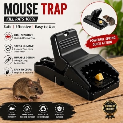 Picture of Mouse Killer Trap 5×3×3 Inches – Reusable Rat Trap Cage, Safe Rodent Catcher for Home Kitchen Indoor Outdoor Use