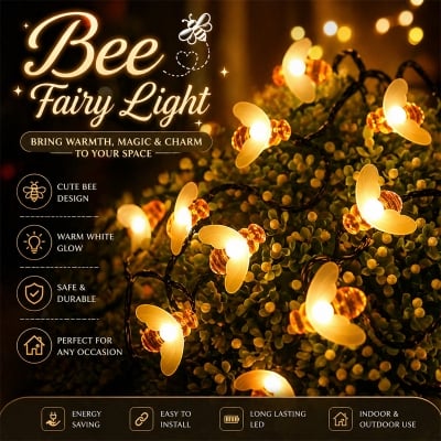 Picture of Honey Bee Warm White Fairy Lights – 20 Pieces Decorative LED String Lights for Room Decoration, Bedroom, Party, Wedding, Home Decor