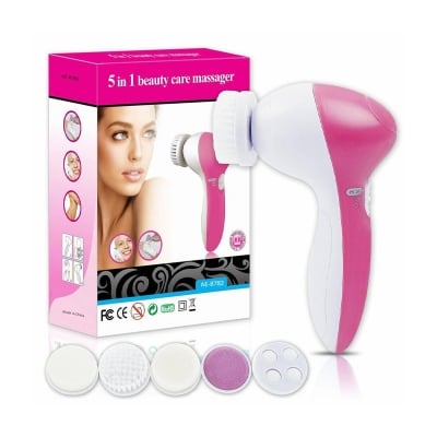 Picture of 5 in 1 Electric Beauty Care Massager Facial Body Machine Roller for Smooth Skin Face Cleaning Brush with 5 Accessories, 2 Speed Settings, IPX6 Water Resistant Face Massager for Women Men