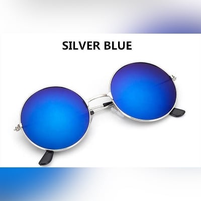 Picture of Retro Men Women Mirrored Lens Metal Frame Circle Sun Glasses Shades0