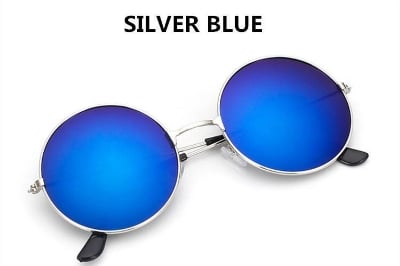 Picture of Retro Men Women Mirrored Lens Metal Frame Circle Sun Glasses Shades0