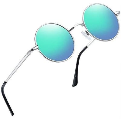 Picture of Sunglasses Mirrored Lens Unisex Classic Vintage Metal Frame Glasses