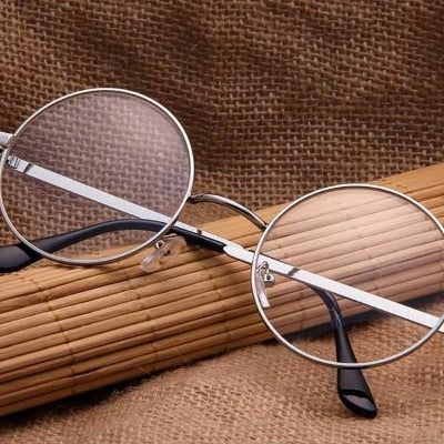 Picture of Metal Frame Clear Lens Round Eye Glasses - Silver