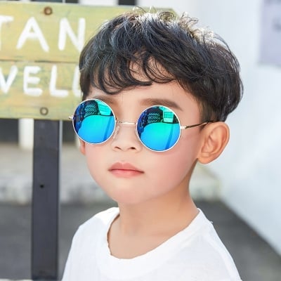 Picture of Kids Boys Girls Designer Metal Round Retro Sunglasses