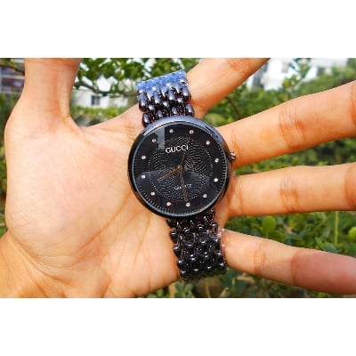 Picture of Stylish Fashion Bracelet Waterproof Watch Silver Colour Strap Dashing Looks Casual Luxury Use Watch For Women - Blue