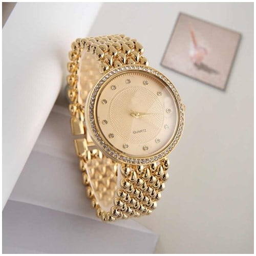 Picture of Stainless Steel Female Clock Ladies Fashion Casual Quartz Watch Women Watches-3221 - Gold